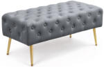 Brius Taburet Monaco, tapitat cu catifea, tip banca, cu picioare metalice, 100x42x41 cm, gri (AK-04380025)