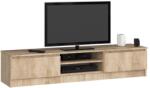Brius Comoda tv pal 2 usi rafturi centrale media, 160x40x33 cm, design natural, stejar sonoma (AK-38167490) Comoda