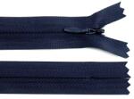 Fashion Műanyag fogú, rögzített (nem bontható) rejtett spirálcipzár, 4mm, 22cm hosszú, 270274, sötétkék