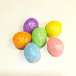  Csillámos polisztirol tojások, vegyes szinben, 6 db/cs. Mérete: 1, 5x1, 8 cm