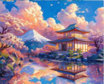 Figured Art Set pictura pe numere, cu sasiu, Vedere cu templu si muntele Fuji, 40x50 cm (FA10554-Y)