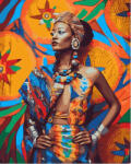 Figured Art Set pictura pe numere, cu sasiu, Femeie in costum traditional african, 40x50 cm (FA10277-Y)