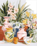 Figured Art Set pictura pe numere, cu sasiu, Vase de lut si flori, 40x50 cm (FA10637-Y)