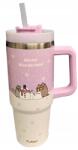 MPM Pusheen The Cat Thermo bögre szívószállal 900 ml Lila 636 (5903151078636)