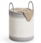 Songmics Pamut szennyestartó kosár 60 L fedő zsinórral összecsukható fogantyúk Szürke (RLH060G01)