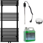 Cerano - Luigi fürdőszobai elektromos radiátor szett - 600W - matt fekete - 1200x500 mm