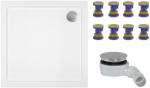 Cerano - Piato zuhanytálca szett - öntött márvány - fényes fehér - 90x90 cm + lábak + zuhanytálca szifon - cerano - 76 138 Ft