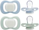 B. box Suzete din silicon 6m+, 2 buc - GLOW albastru deschis/gri verde (300808)