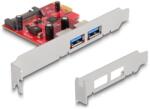 Delock PCI Express x1 Kártya -2 x külső USB 5 Gbps A-típusú hüvely - alacsony profilú