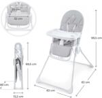 KinderKraft Binci light grey Scaun de masa bebelusi, inaltator