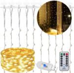 SPRINGOS Гирлянд за перде 200 LED, 2x2m, за вътрешно ползване, USB захранване, топло бяло (жълто) (CL4020)