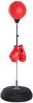 Homcom állítható magasságú boxlabda bokszkesztyűvel, műbőrből, műanyagból és acélból, padló boxzsák, 43x43x126-144 cm, piros (A91-059RD)