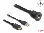 Delock HDMI + USB Hosszabbító Fekete 1m 87880 (87880)