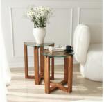 ASIR GROUP SET 2x măsuță laterală AMALFI d. 40 cm maro/transparent (AS1595) Masa de cafea