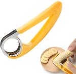 MACVI Macvi® Kézi Banánszeletelő, Rozsdamentes Acél Pengék, Ergonomikus Kialakítás, Egyenletes Vágás, Könnyen Tisztítható, Sárga (MCV-02266)