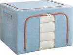 MACVI Macvi® összecsukható tárolódoboz, cipzárral és átlátszó ablakkal, 100L, pamut-vászon textil, 60x42x40 cm, világoskék (MCV-02307)