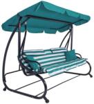 Springos Mercaton kerti hinta, fém váz, összecsukható, csúszásgátló rendszer, 2 párna mellékelve, pohártartó, tömeg max. 320 kg, 230x131x163 cm, Türkiz