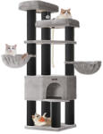 Feandrea XXL macskafa többszintes kaparófa 186, 7 cm magas 11 cm átmérőjű szizál oszlopokkal galambszürke és tintafekete (PCT008G02)