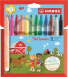 STABILO Filctoll készlet, 3 mm, STABILO "Trio Jumbo", 12 különböző szín (380/12) - patronbolt