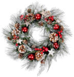 MagicHome MagicHome karácsonyi koszorú, natúr, fenyőágakkal és csillagokkal, 39 cm