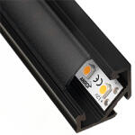 Lumines Type-C Fekete - Alumínium sarokprofil LED szalagos világításhoz (Fekete búrával) (LUMINES-C2-CZ / LUMINESB2-K2020-PMCZ)