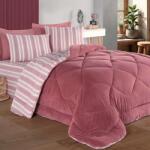 Eponj Home® Set dormit Pilota iarna pat 1 persoana cu fata catifelata, Soft Line Roz prafuit