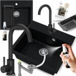SINK Quality Gránit Mosogató Egykamrás 60 cm fekete 9in1 Csapteleppel (FER.C.1K60.X.KTS.S.KAT.BK.B3218_BL)
