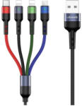 USAMS Braided U26 4-in-1 kábel 0.35m 2A gyorstöltés (2xLightning/microUSB/USB-C) SJ411USB01 (US-SJ41) (SJ411USB01)
