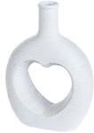  Vízálló kerámia váza fehér színben, matt és érdes felülettel szívvel 23cm