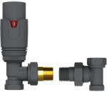 Welland heating Termosztatikus radiátor sarokszelep készlet - 1/2" - szürke (TRCD10A-G) (TRCD10A-G-LCK-G)