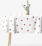 Goldea ovális pamut terítő - piros szívecskék, fehér alapon 140 x 180 cm