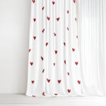 Goldea pamut drapéria - piros szívecskék, fehér alapon 280x150 cm