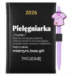 FunnyCase Naptár 2026 Fekete Golyóstoll Szett Ápolónő Mester, Boss Girl (Kalendarz Mistrzyni, Boss Girl Czarny)