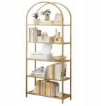 SONGMICS Könyvespolc Fém Üveg Arany Glamour Fürdőszoba Nappali 30x83x183, 5cm (LGT050A01)