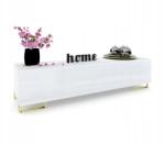 Krak Meble Vízszintes szekrény Rtv komód Simply Fehér Fényes Lábak Fém Arany 180 (101022180110N)