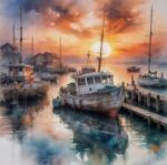 NORIMPEX - Puzzle Tablou Diamant: Navă în port 30x40cm - 1 - 39 piese