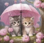 NORIMPEX - Puzzle Tablou Diamant: Pisoi sub o umbrelă 30x40cm - 1 - 39 piese