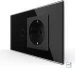 LIVOLO Intrerupator Simplu Cap Scara / Cruce + Priza LIVOLO cu Rama Din Sticla, Standard Italian, 4M SmartElectro IntelligentHouse (VL-FC1S/FCTC-4B)