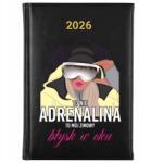 FunnyCase Könyvnaptár A5 2026 Fekete Snowboard Planer Téli Ragyogás A Szemben (Kalendarz 2026 Czarny Zimowy Błysk W Oku)