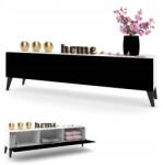 Krak Meble Vízszintes szekrény Rtv komód Simply fehér matt fekete fa lábak fekete 160 (101011160130N)