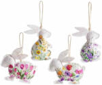 Decorer Set 4 figurine Iepurasi Paste textil multicolor cm 8, 5 x 12 H (A56.48.30)