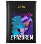 FunnyCase Könyvnaptár 2026 Fekete Snowboard Tervező Tél Hópehely Karmokkal (Kalendarz 2026 Czarny Śnieżynka Z Pazurem)
