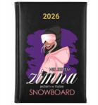 FunnyCase Könyvnaptár A5 2026 Fekete Határidőnapló Snowboard Tél Snowboard mód (Kalendarz 2026 Czarny Tryb Snowboard)