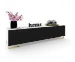 Krak Meble Vízszintes szekrény Rtv komód Simply fehér matt fekete fém lábak arany 160 (101022160130N)