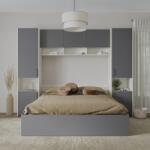 haaus Set dormitor Malmo V11, Pat 200 x 160 cm, Stejar Alb/Antracit (923365)