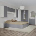 haaus Set dormitor Malmo V14, Pat 200 x 160 cm, Stejar Alb/Antracit (923396)