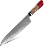 HARAHU Cuțit de bucătărie Damasc KU-20017 - Chef / Roșu / 36cm KP20017