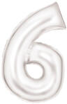 Amscan Fehér Lustre White 6-os szám fólia lufi 86 cm (DPA9917298)