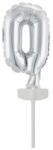 Amscan Ezüst Silver 0-ás szám fólia lufi tortára 13 cm (DPA9912684)