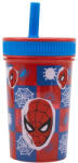 Global Licence Srl Pókember műanyag, szivárgásmentes szilikon szívószálas pohár - 420 ml